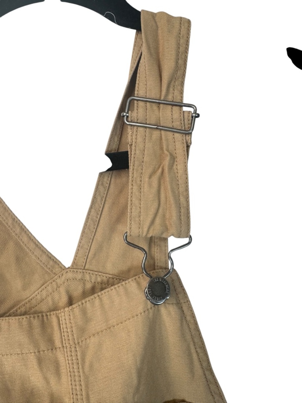 TNA Aritzia Khaki Canvas Overall Skirt XXS Utility Pinafore Mini Adjustable Stra - Picture 6 of 16